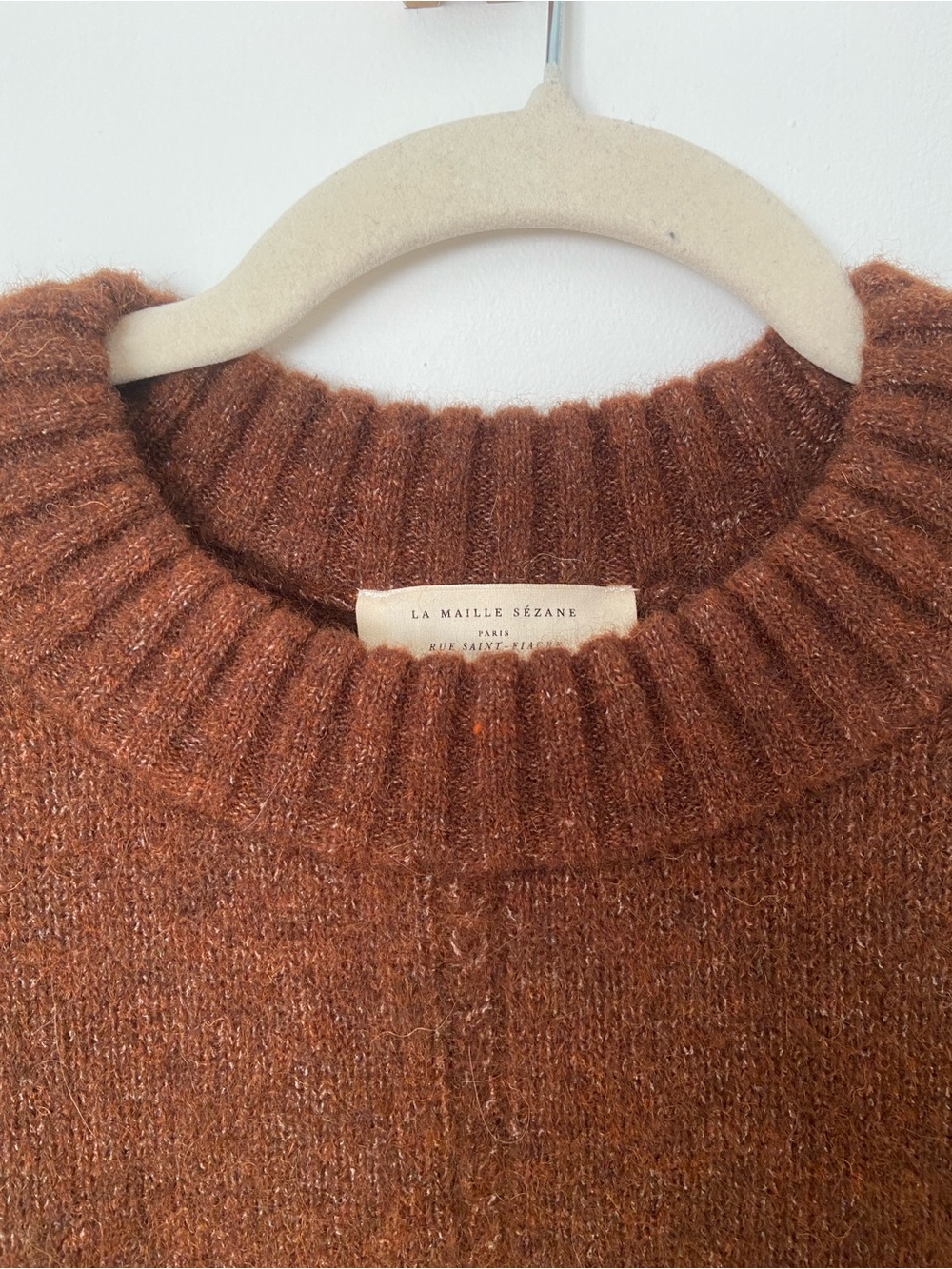 Sezane Sama Jumper Chestnut Brown Baby Alpaca Crew Sweater size XS - Picture 4 of 11